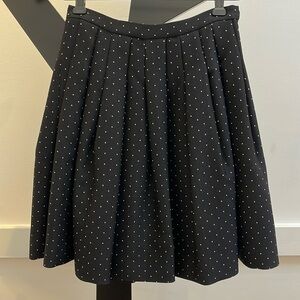 DIOR black with white polka dots pleated wool skirt XS NEW